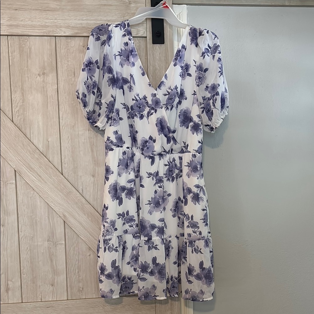 Altar’s State Floral V-Neck Dress - White and Purple